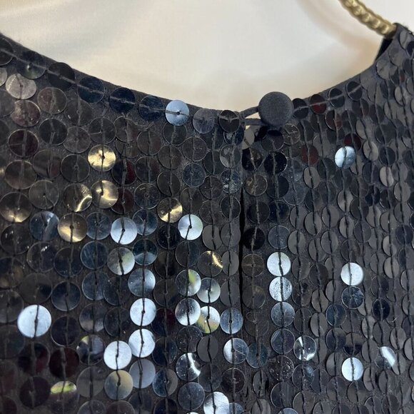 Diane Gilman Sequined Silk Blouse Tunic Black Color Evening Party Size M - Picture 4 of 6